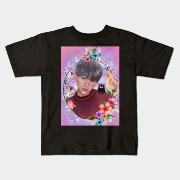 Yoongi x Kumamon || flower boy Kids T-Shirt by SoMerlee